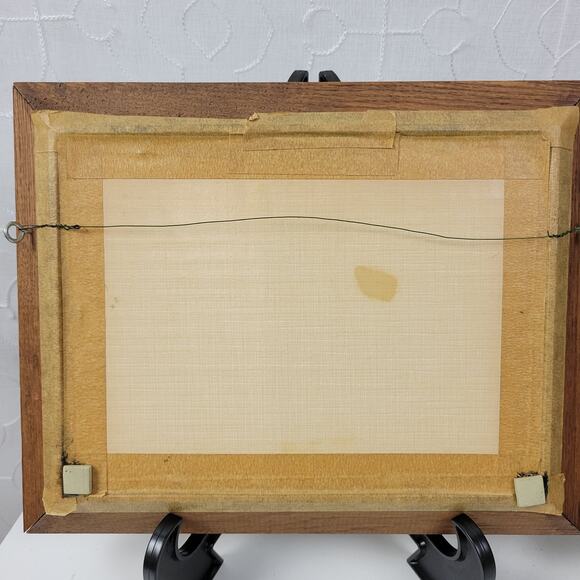 Vintage Linen Needlepoint Framed Covered Bridge And Farm House Winter Scene - Picture 6 of 14